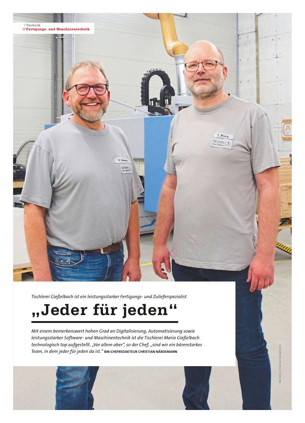 Aufmacher des Artikels „Jeder für jeden“ im BM Fachmagazin